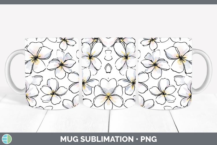 Plumeria Flowers 01 Simple Mug Wrap Sublimation Design