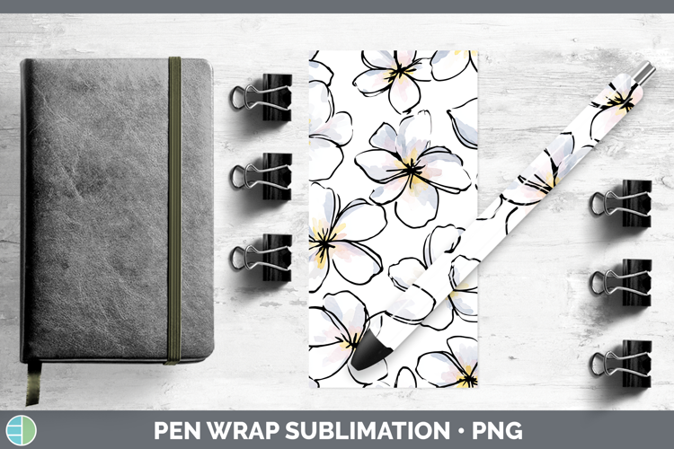 Plumeria Flowers 01 Simple Pen Wrap Sublimation Design