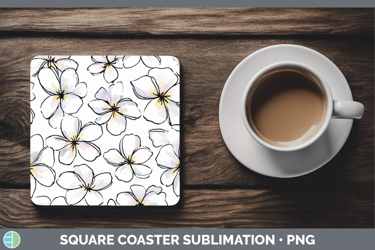 Plumeria Flowers 01 Simple Square Coaster Sublimation Design