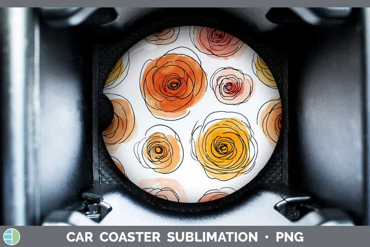 Ranunculus Flowers 01 Simple Car Coaster Sublimation Design