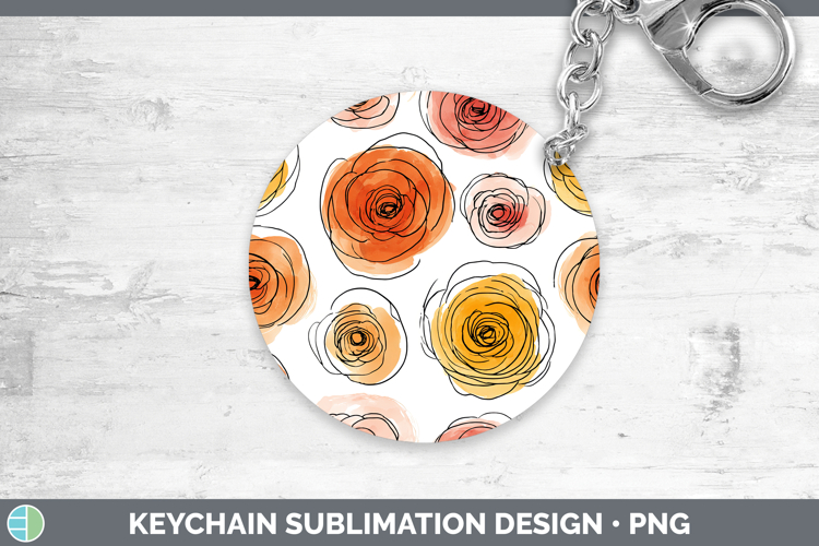 Ranunculus Flowers 01 Simple Keychain Sublimation Design