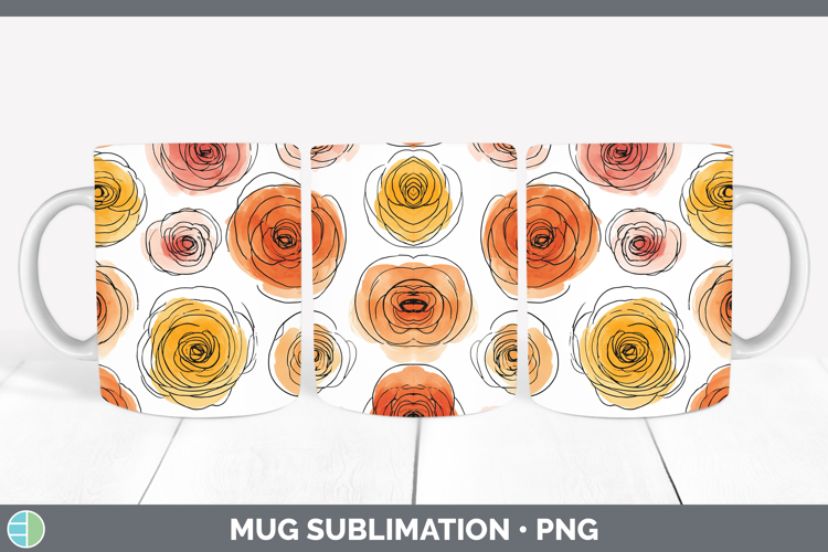 Ranunculus Flowers 01 Simple Mug Wrap Sublimation Design