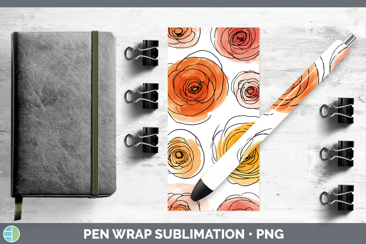 Ranunculus Flowers 01 Simple Pen Wrap Sublimation Design