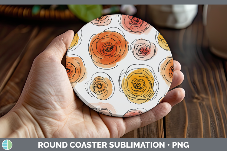 Ranunculus Flowers 01 Simple Round Coaster Sublimation Desig