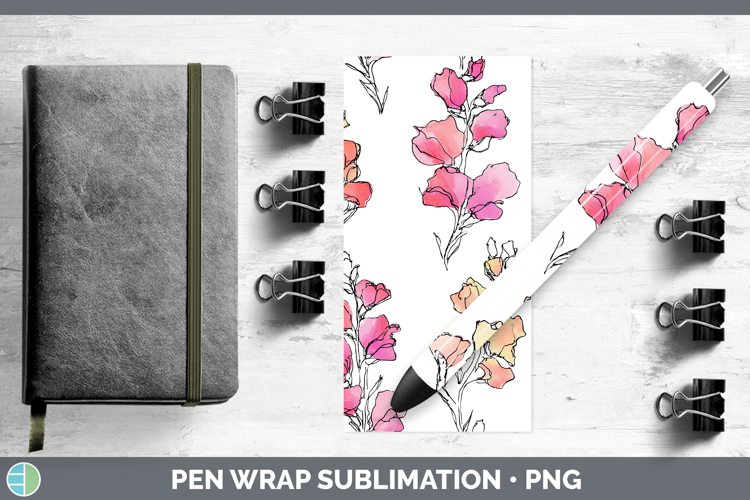 Snapdragon Flowers 01 Simple Pen Wrap Sublimation Design