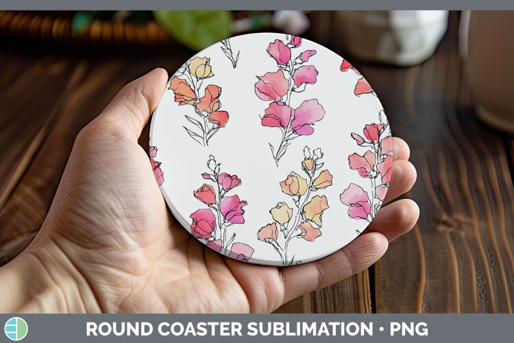 GorgeousFlowers 01 Simple Round Coaster design.