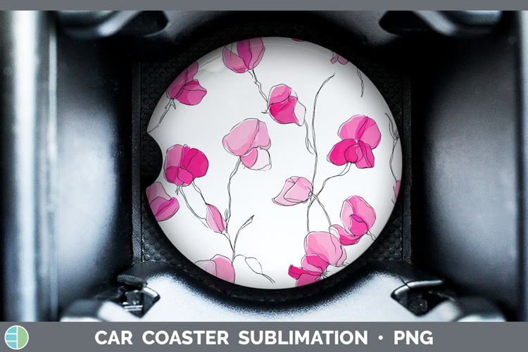 Sweet Pea Flowers 01 Simple Car Coaster Sublimation Design