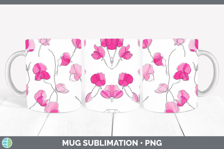 Sweet Pea Flowers 01 Simple Mug Wrap Sublimation Design