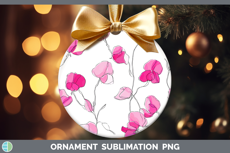 Sweet Pea Flowers 01 Simple Ornament Sublimation Design