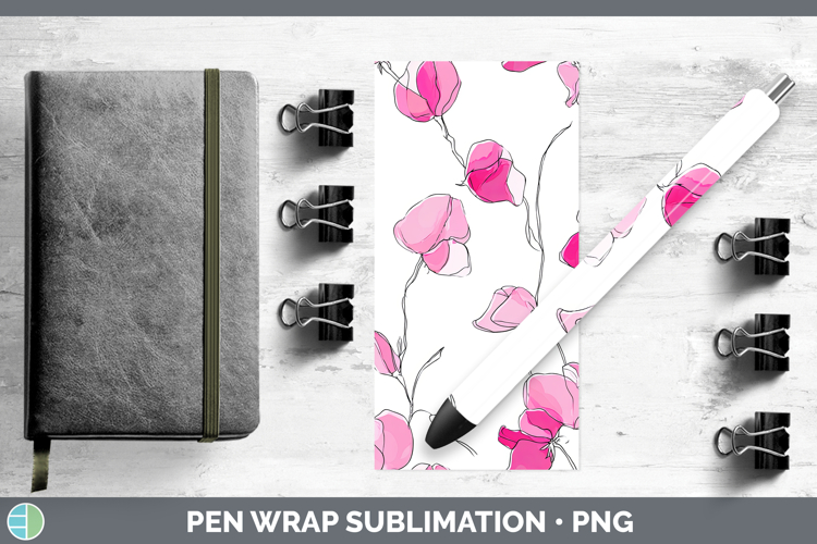 Sweet Pea Flowers 01 Simple Pen Wrap Sublimation Design