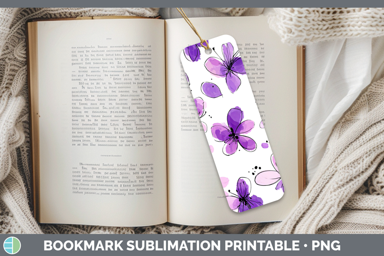 Violet Flowers 01 Simple Bookmark Sublimation Design