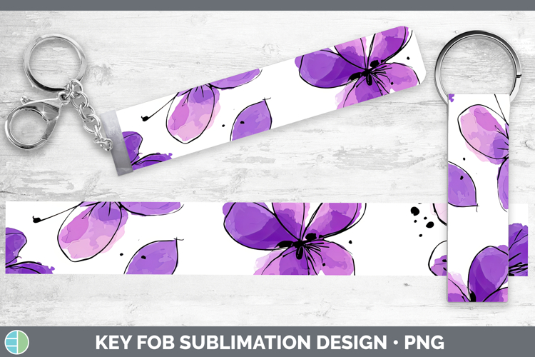 Violet Flowers 01 Simple Key Fob Sublimation Design