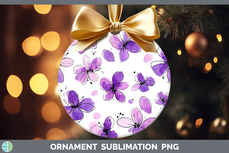 Violet Flowers 01 Simple Ornament Sublimation Design