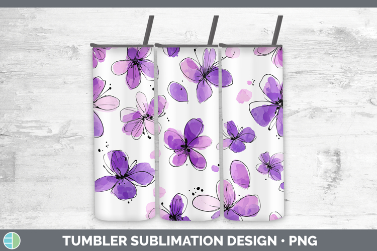 Violet Flowers 01 Simple Tumbler Sublimation Design