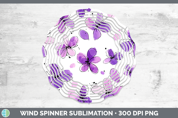 Violet Flowers 01 Simple Wind Spinner Sublimation Design
