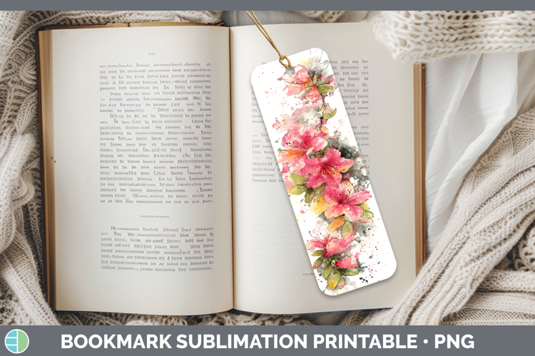 Azalea Flowers 01 Sketch Bookmark Sublimation Design
