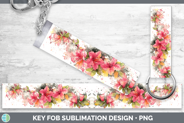 Azalea Flowers 01 Sketch Key Fob Sublimation Design