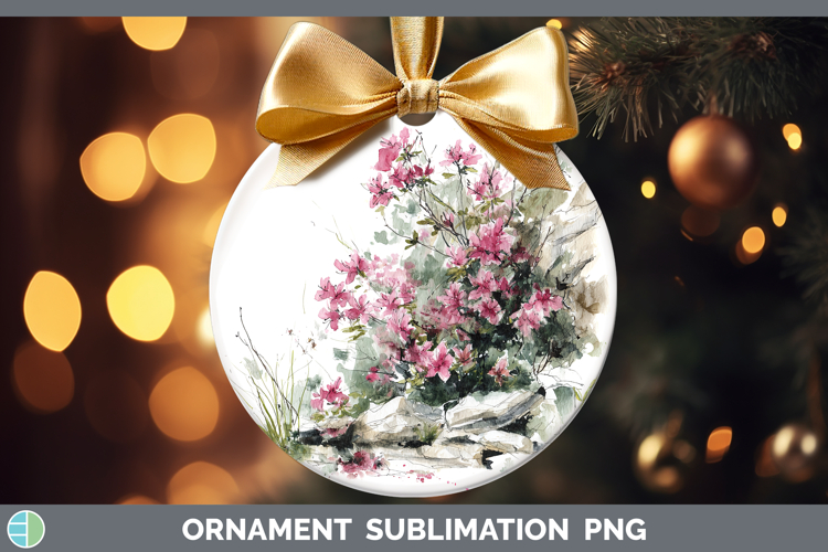 Azalea Flowers 01 Sketch Ornament Sublimation Design