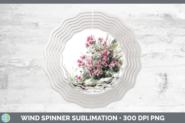 Azalea Flowers 01 Sketch Wind Spinner Sublimation Design