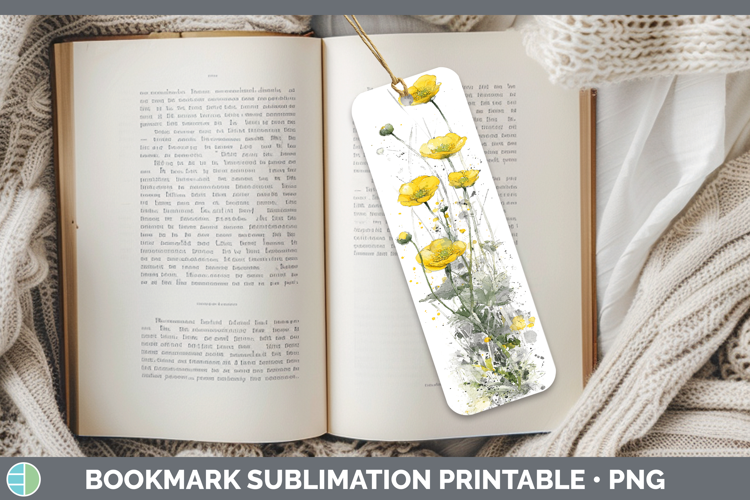 Buttercup Flowers 01 Sketch Bookmark Sublimation Design