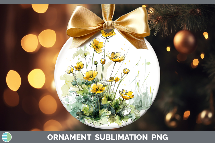 Buttercup Flowers 01 Sketch Ornament Sublimation Design