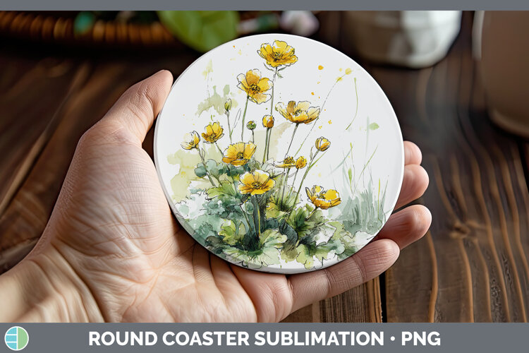 GorgeousFlowers 01 Sketch Round Coaster design.