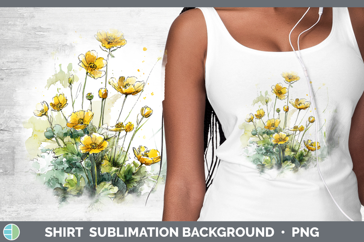 Buttercup Flowers 01 Sketch Shirt Sublimation Design