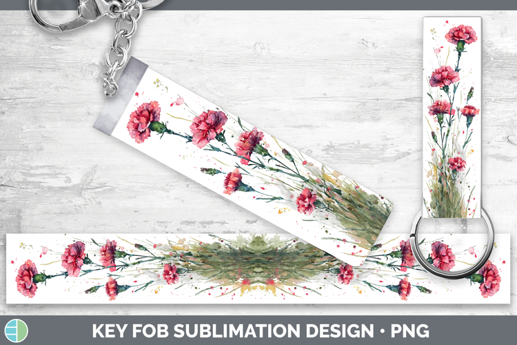 Carnation Flowers 01 Sketch Key Fob Sublimation Design