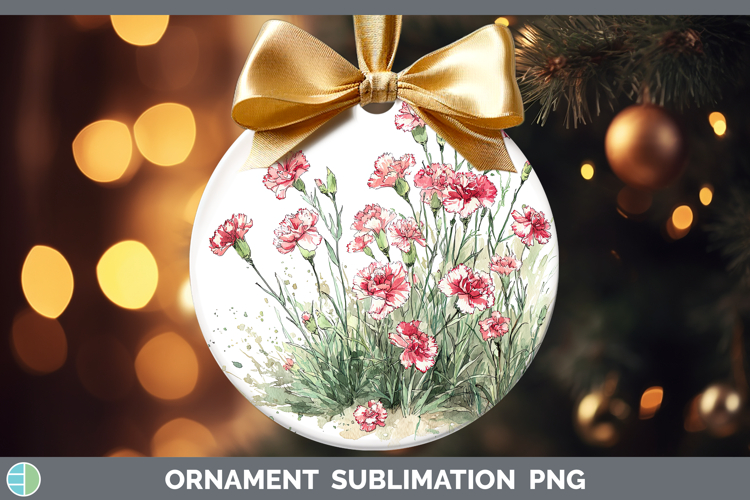 Carnation Flowers 01 Sketch Ornament Sublimation Design