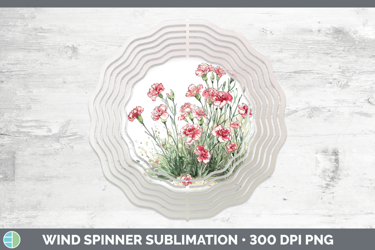 Carnation Flowers 01 Sketch Wind Spinner Sublimation Design