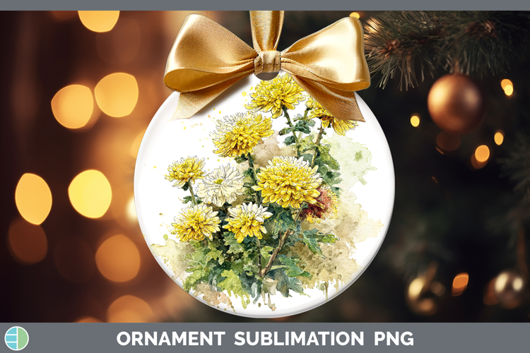 Chrysanthemum Flowers 01 Sketch Ornament Sublimation Design