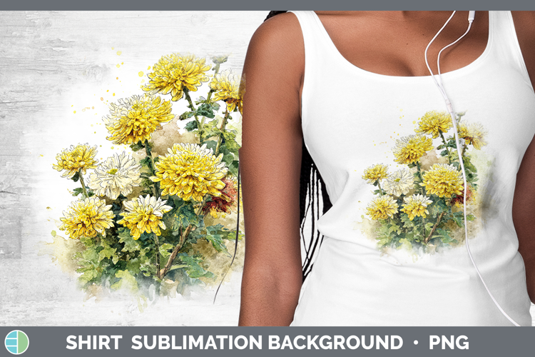Chrysanthemum Flowers 01 Sketch Shirt Sublimation Design