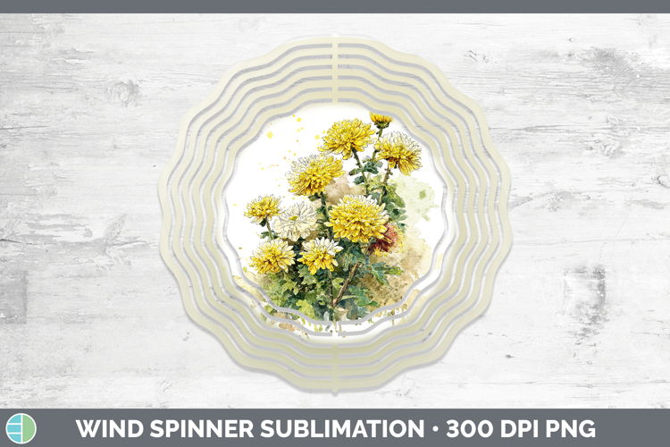 Chrysanthemum Flowers 01 Sketch Wind Spinner Sublimation Des