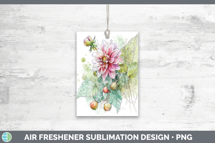 Dahlia Flowers 01 Sketch Air Freshener Sublimation Design