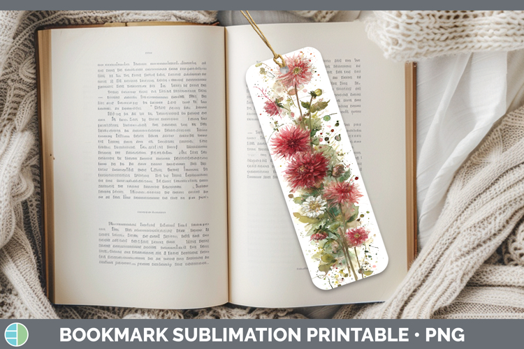 Dahlia Flowers 01 Sketch Bookmark Sublimation Design