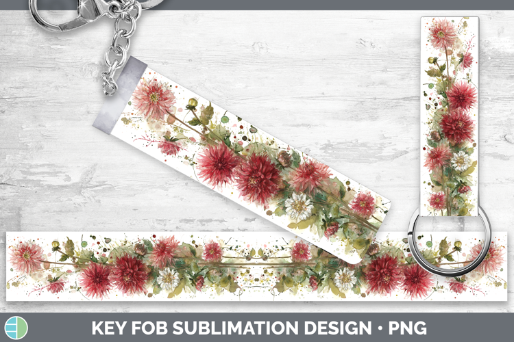 Dahlia Flowers 01 Sketch Key Fob Sublimation Design