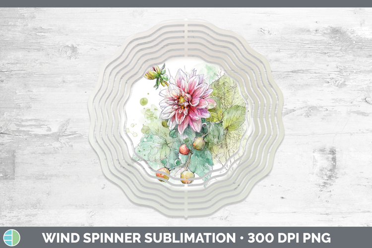 Dahlia Flowers 01 Sketch Wind Spinner Sublimation Design