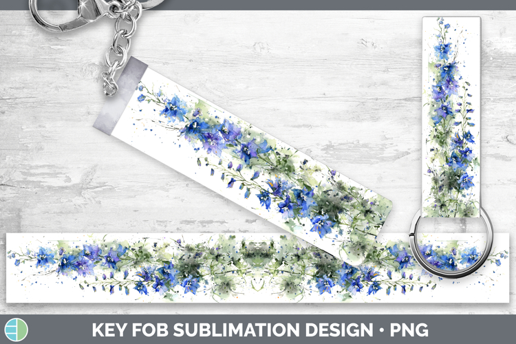 Delphinium Flowers 01 Sketch Key Fob Sublimation Design