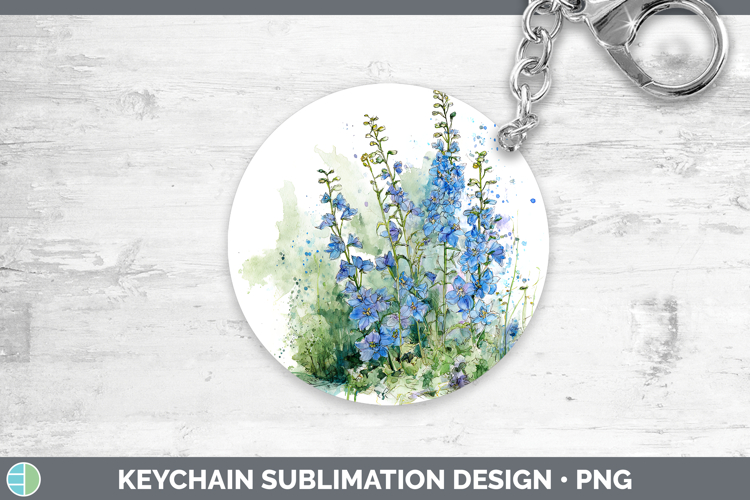 Delphinium Flowers 01 Sketch Keychain Sublimation Design