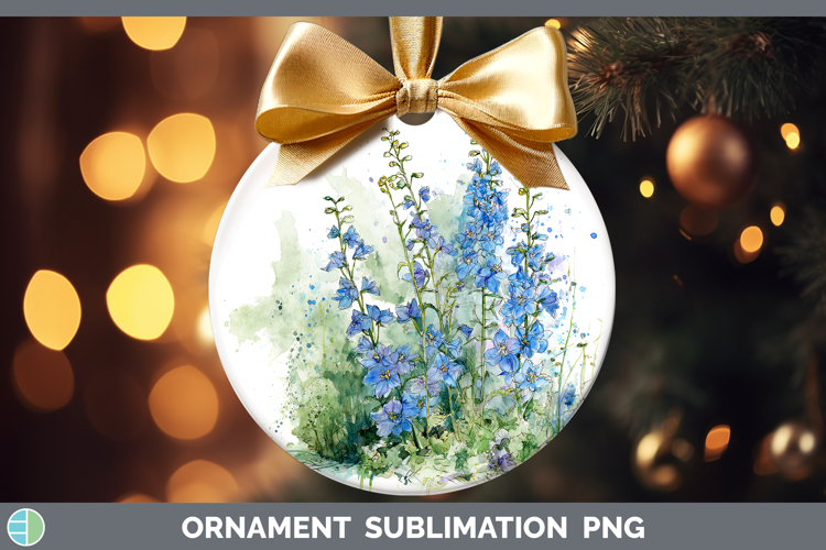 Delphinium Flowers 01 Sketch Ornament Sublimation Design