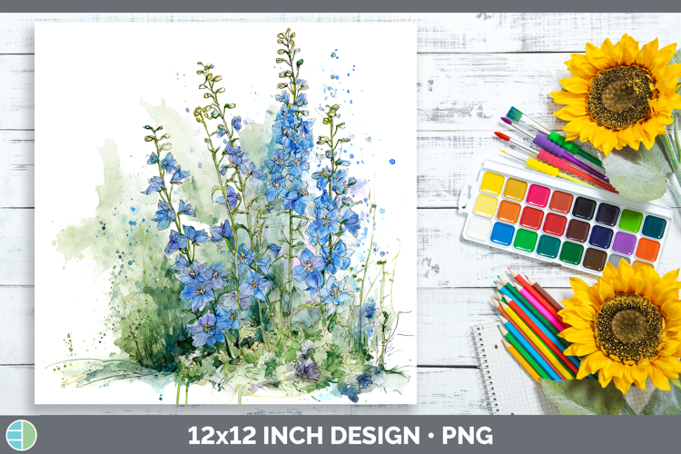 Delphinium Flowers 01 Sketch Paper Backgrounds Design