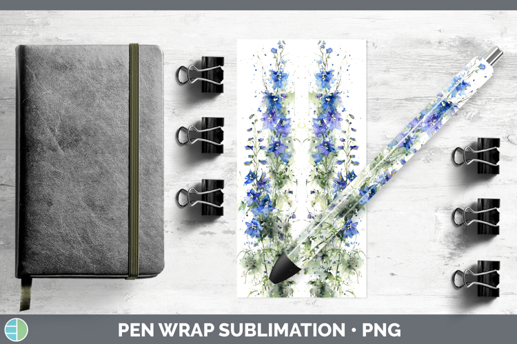 Delphinium Flowers 01 Sketch Pen Wrap Sublimation Design