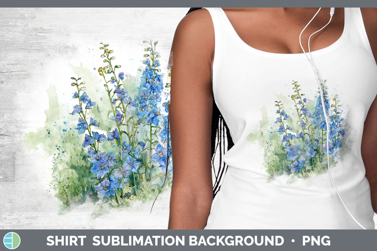 Delphinium Flowers 01 Sketch Shirt Sublimation Design