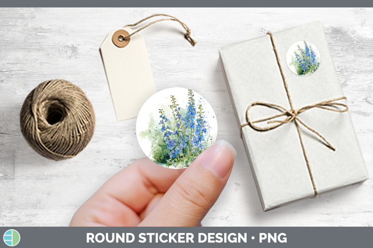 Delphinium Flowers 01 Sketch Stickers Design