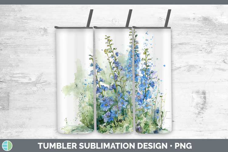 Delphinium Flowers 01 Sketch Tumbler Sublimation Design