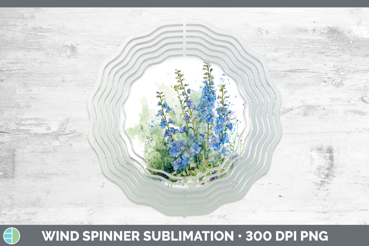 Delphinium Flowers 01 Sketch Wind Spinner Sublimation Design