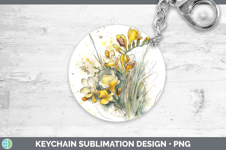 Freesia Flowers 01 Sketch Keychain Sublimation Design
