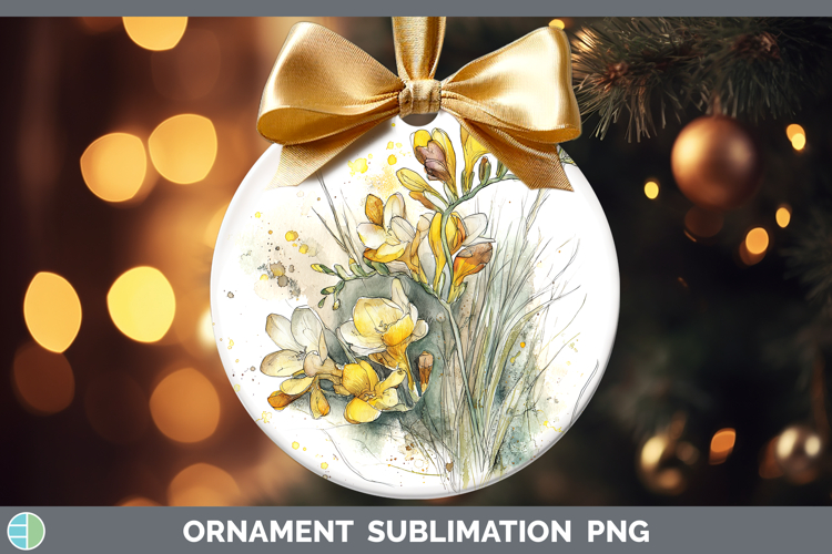 Freesia Flowers 01 Sketch Ornament Sublimation Design