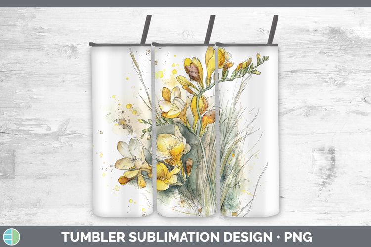 Freesia Flowers 01 Sketch Tumbler Sublimation Design