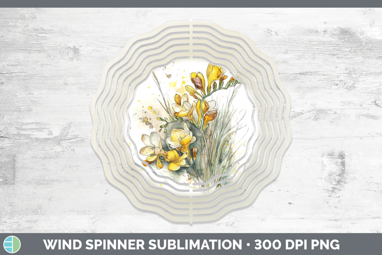 Freesia Flowers 01 Sketch Wind Spinner Sublimation Design